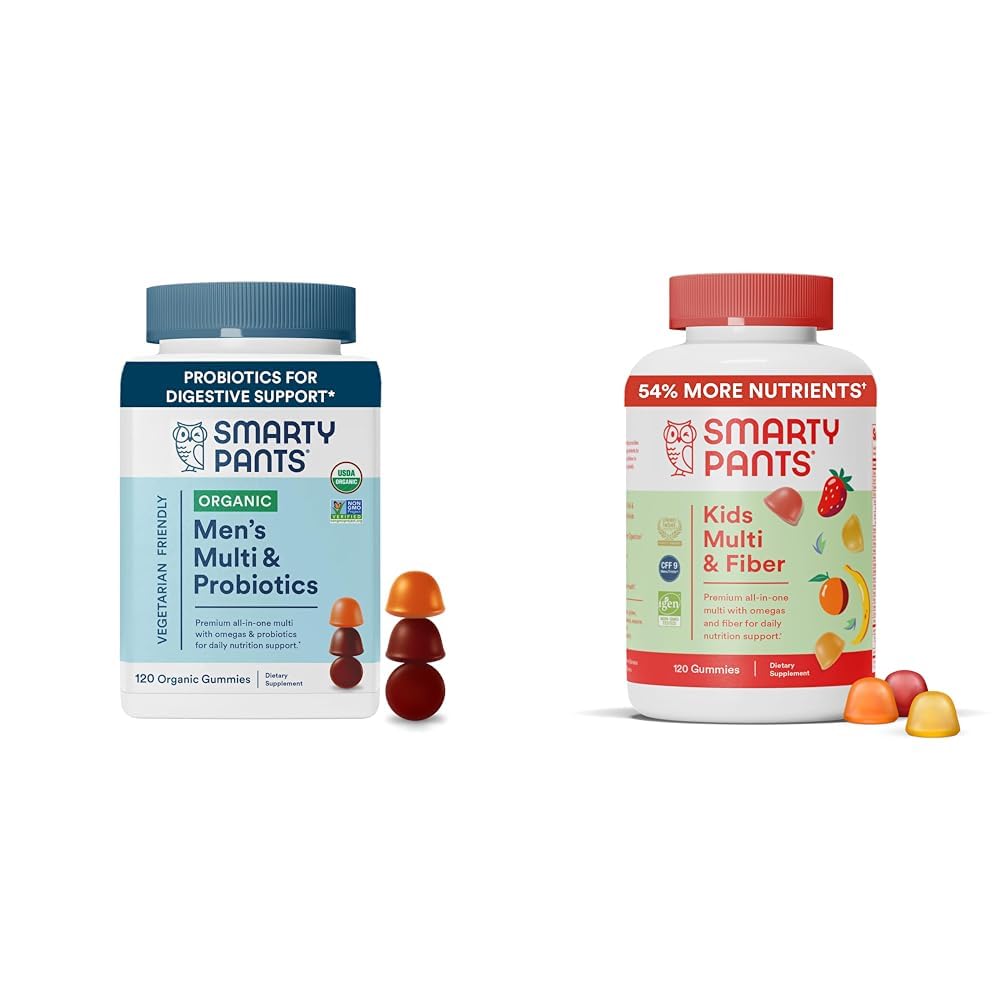 SmartyPants Men's Multivitamin Gummies Sche with Kids Multivitamin Gummies and Fiber Supplement, 120 Count Every