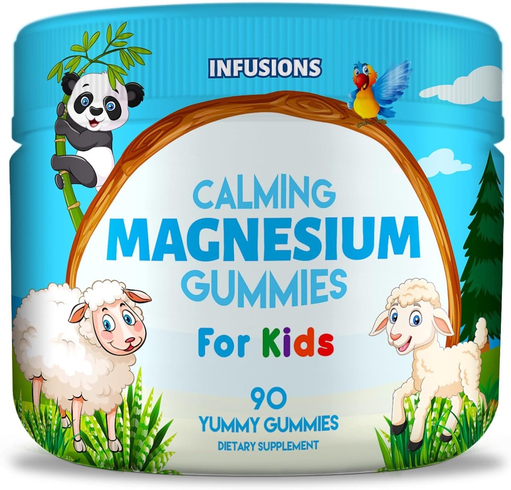 Infusions Calm Magnesium Gummies for Kids 90 Count - Healthy Muscle Bone Energy Support Soft and Delicious Vegan Friendly & Non-GMO