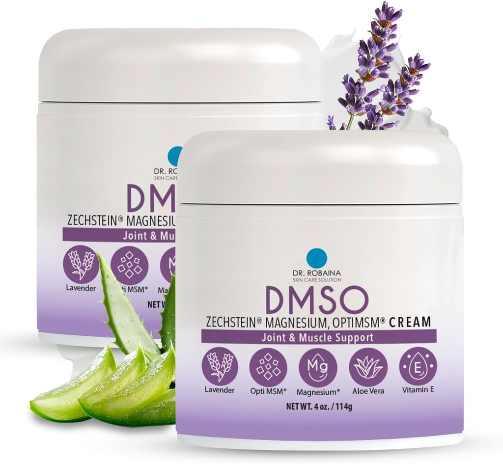 Dr. Robaina Lavender DMSO Krem -% 99.9 Saf Farm Grade | Skin Nourishing Formula with Zechstein Magnezyum, Arnica, Aloe Vera, Vitamin E - 4 oz | ABD'de Yapıldı
