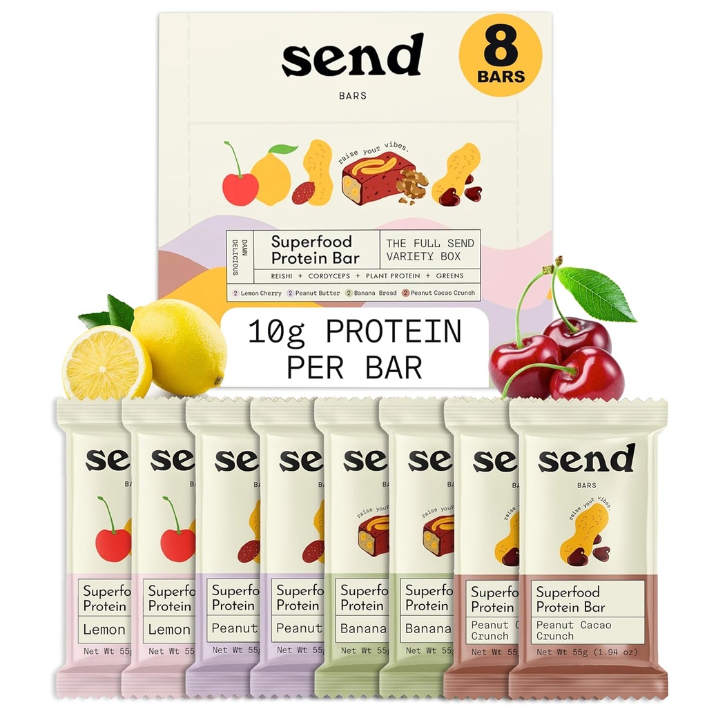 Αποστολή Bars φυτικής βάσης Vegan Healthy Protein Bars, Με Πράσινα (Variety Pack, 8 Bars) – Μόνο πραγματικά συστατικά, Μηδενική Προστιθέμενη Ζάχαρη, Χωρίς Γλουτένη, Χωρίς Γαλακτοκομικά