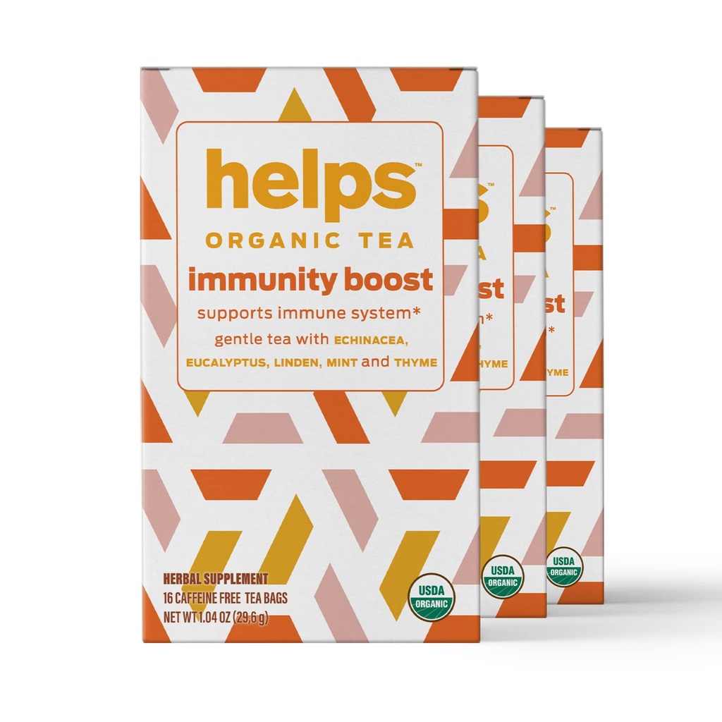 YS TEAS | Yardım Immunity Boost Tea | Echinacea, Eucalyptus, Mint, Linden, Thyme ve Natural Honey Flavor. Faciliteates Respiratory Health | 16 Çay Çanta - 3 Paket |