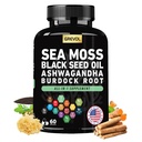 Sea Moss Black Seed Oil Ashwagandha Bladderwrack Burdock Root Turmeric & Vitamin C D3 Elder ACV Black Pepper - Multimineral Supplement - 60 Count Count Count Count