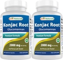 En İyi Doğallar 2 Pack Konjac Glucomannan Root 2000 mg per Service - 180 Vegetarian Capsules