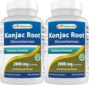 En İyi Doğallar 2 Pack Konjac Glucomannan Root 2000 mg per Service - 180 Vegetarian Capsules