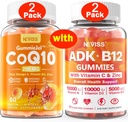 NEVISS 2Pack CoQ10-250 mg Gummies + 2Pack Vitamin ADK ile B12 Gummies