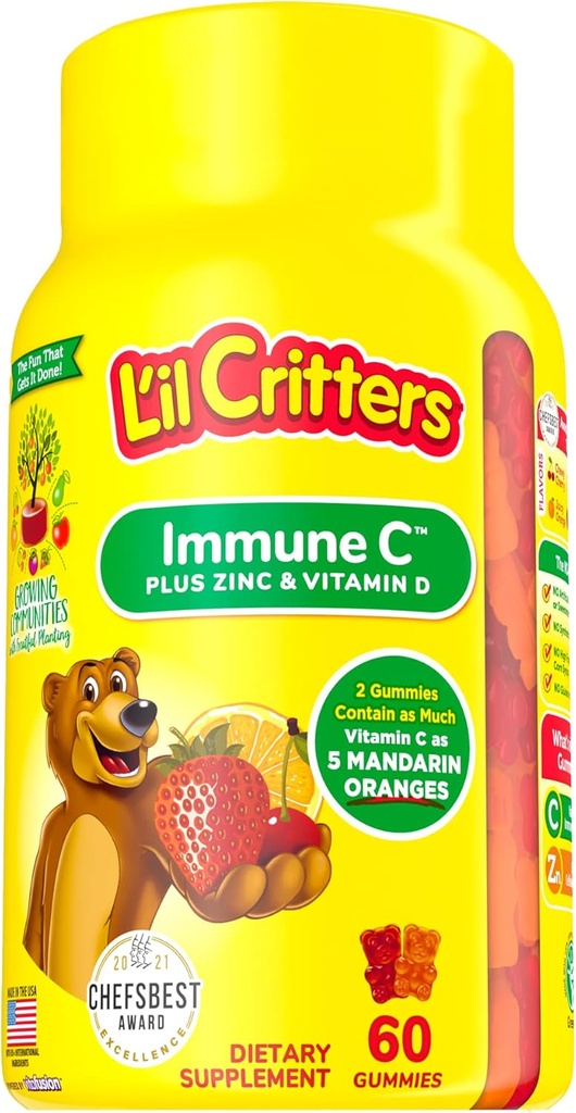 L'il Critters Gummies Immune C Plus Ψευδάργυρος και βιταμίνη D 60 Ea