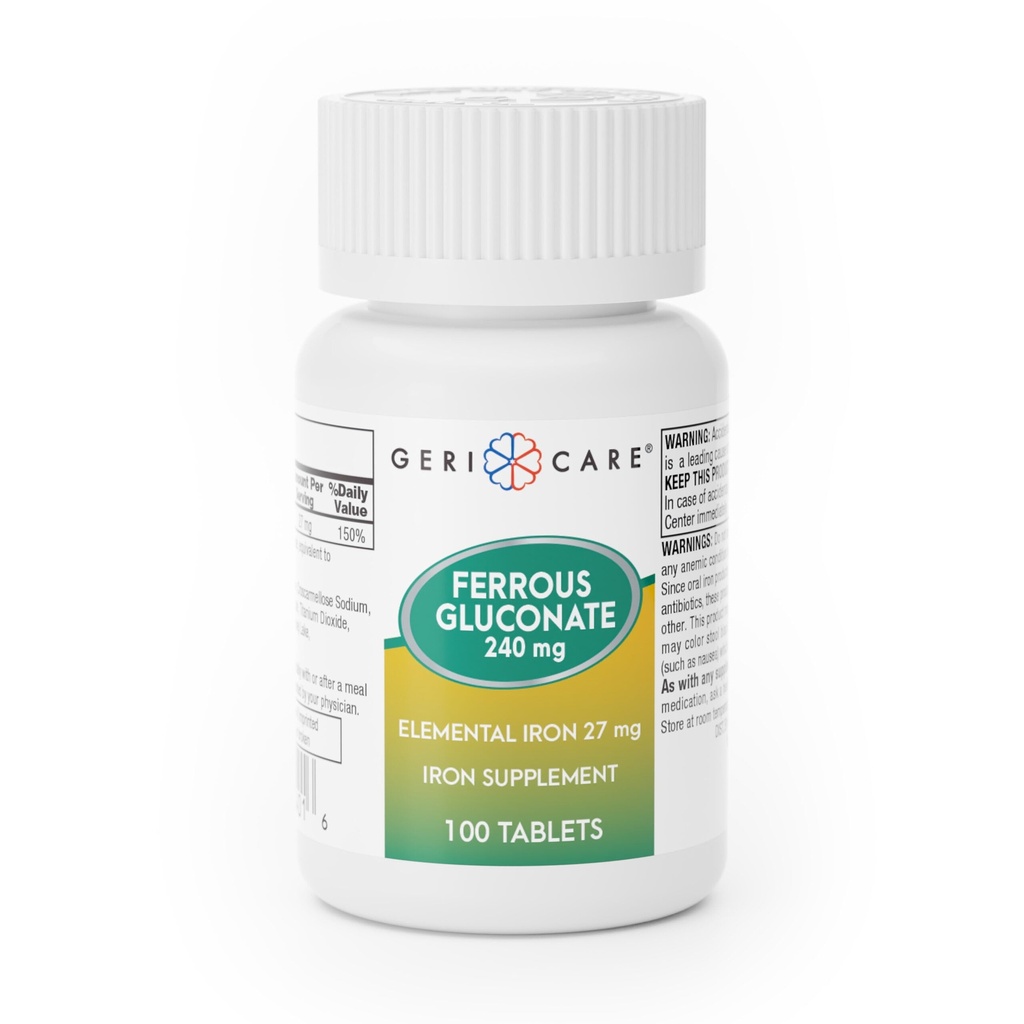 Gericare Iron 27 mg Ferrous Gluconate 240 mg, Iron & Energy Suplement, 100 Kont ( 1 )