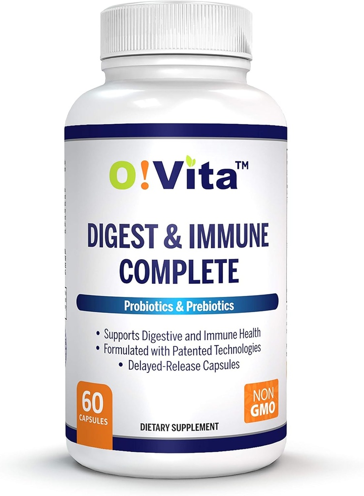 Digest & Immune Complete Probiyotiks & Prebiyotiks for Women & Men, Supports Digestive & Gut Health, Supports Nutrient-Abxia & Immune Health (60 Non-GMO Capsules)