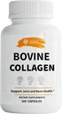 SIRUNES Bovine Collagen Supplements for Men and Women I Hydrolyz Grassed Fed Bovine Collagen Peptides Diyetary Supplement for Common, Nerve & Bone Support - Non-GMO, Anti-Aging - 100 Capsules