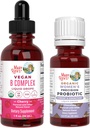 MaryRuth Organics Stress & Cognition Probiyotik (Chocolate) for Women & B Complex Drops | USDA Organic, Clean Label Project  Valid® | Vitamins for Relaxation, Metabolism, & Health | Vegan, Gluten