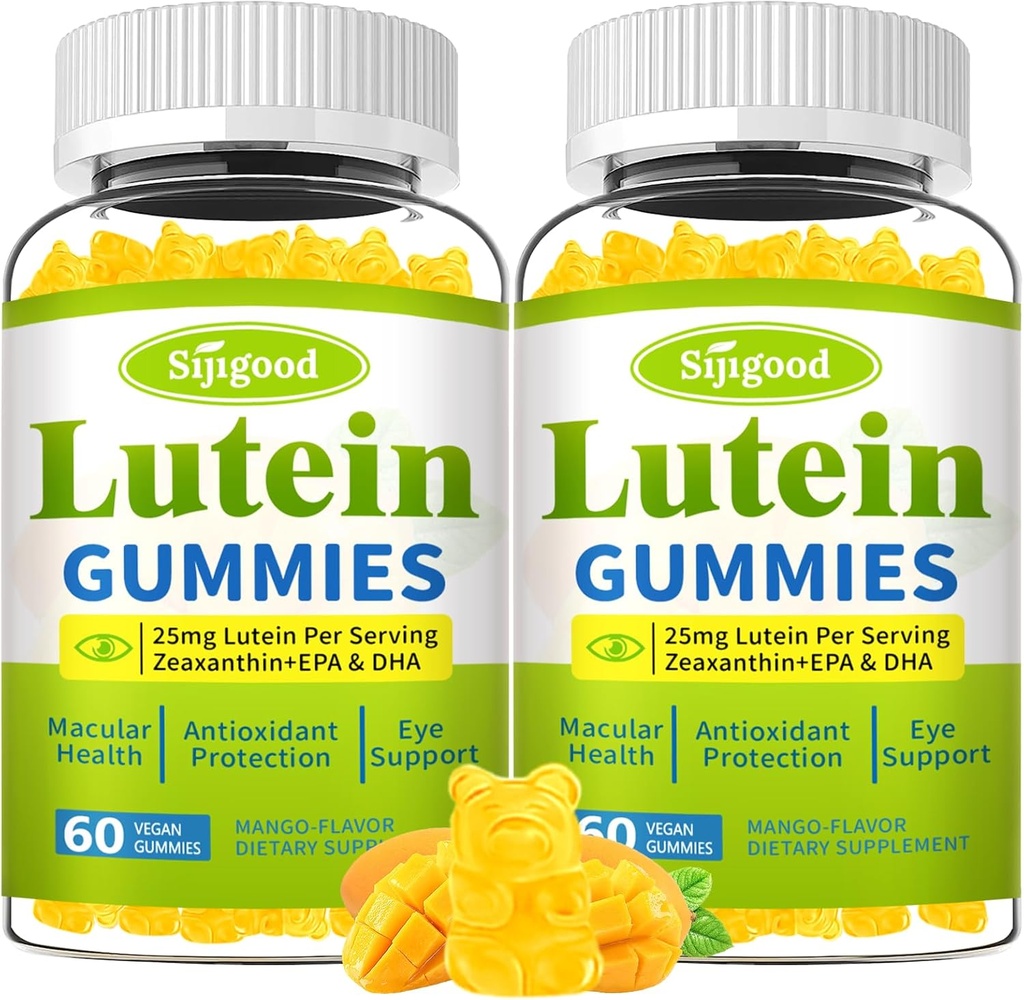 Lutein ve Zeaxanthin Supplements Gummies with Astaxanthin & Bilberry Extract - Eye Vitamins with Omega-3, Vitamins A, C, E, D3 & Çinko for Vision Health - Sugar Free, Mango Flavor, 120 Count