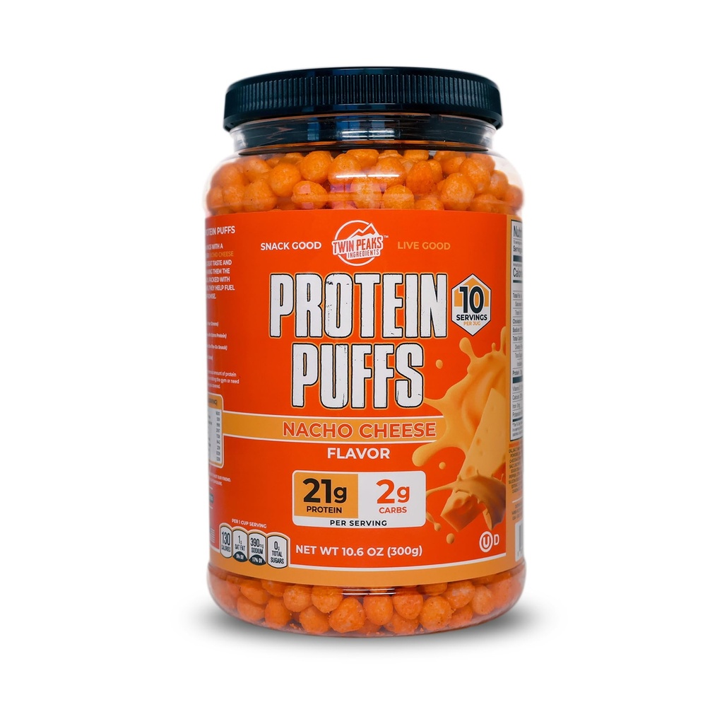 Twin Peaks protein Puffs - (Nacho Cheese), Keto Friendly, Low Carb Snack (300g, 21g Protein, 2g Net Carbs, Yüksek Protein, Sağlıklı Crunchy Snack)