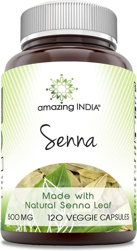 Amazing India Senna (Made with Natural Senna) 500 Mg per Serving 120 Veggie Capsules Supplement | Non-GMO | Glute-Free