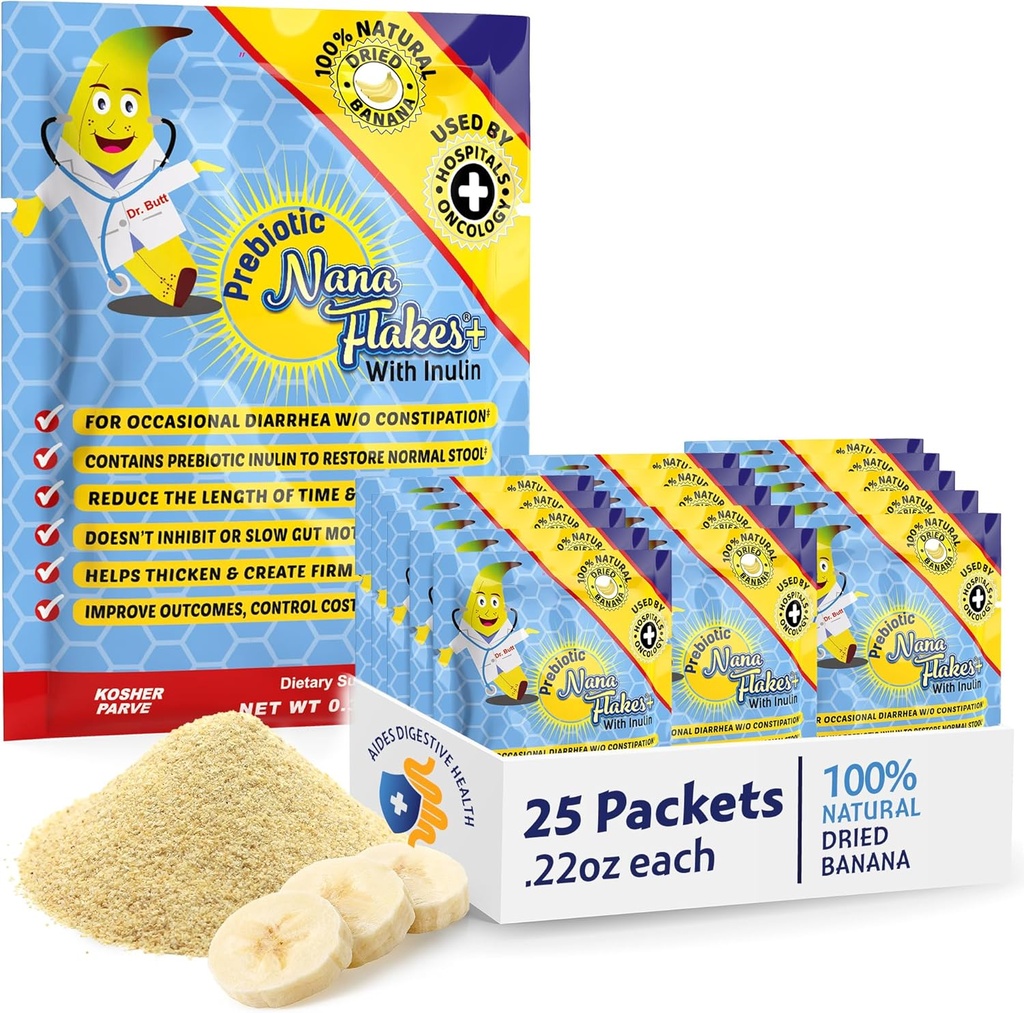 Beslenme Tasarımları, Prebiyotik Nana Flakes ile Inulin,% 100 Pure Banana Flakes, Yüksek Protein & Prebiyotik Fiber, Digestive Wellness, Yetişkinler ve Çocuklar için (25 Single-Serve Packs)