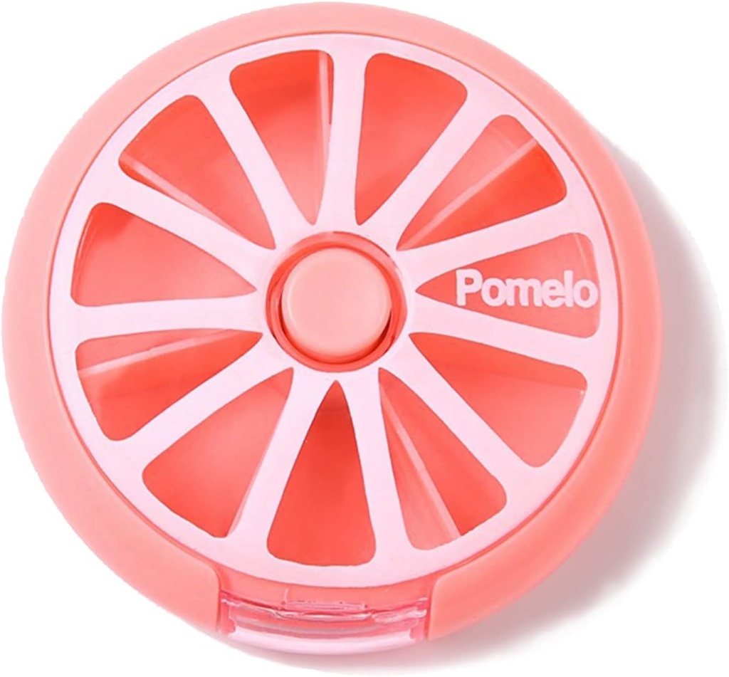 Pill Organizer Travel Pill Container 7 Διαμερίσματα Weekly Pill Box Round Daily Cute Pill Case for Pills Vitamin Fish Oil Συμπληρώματα Container (Pink)