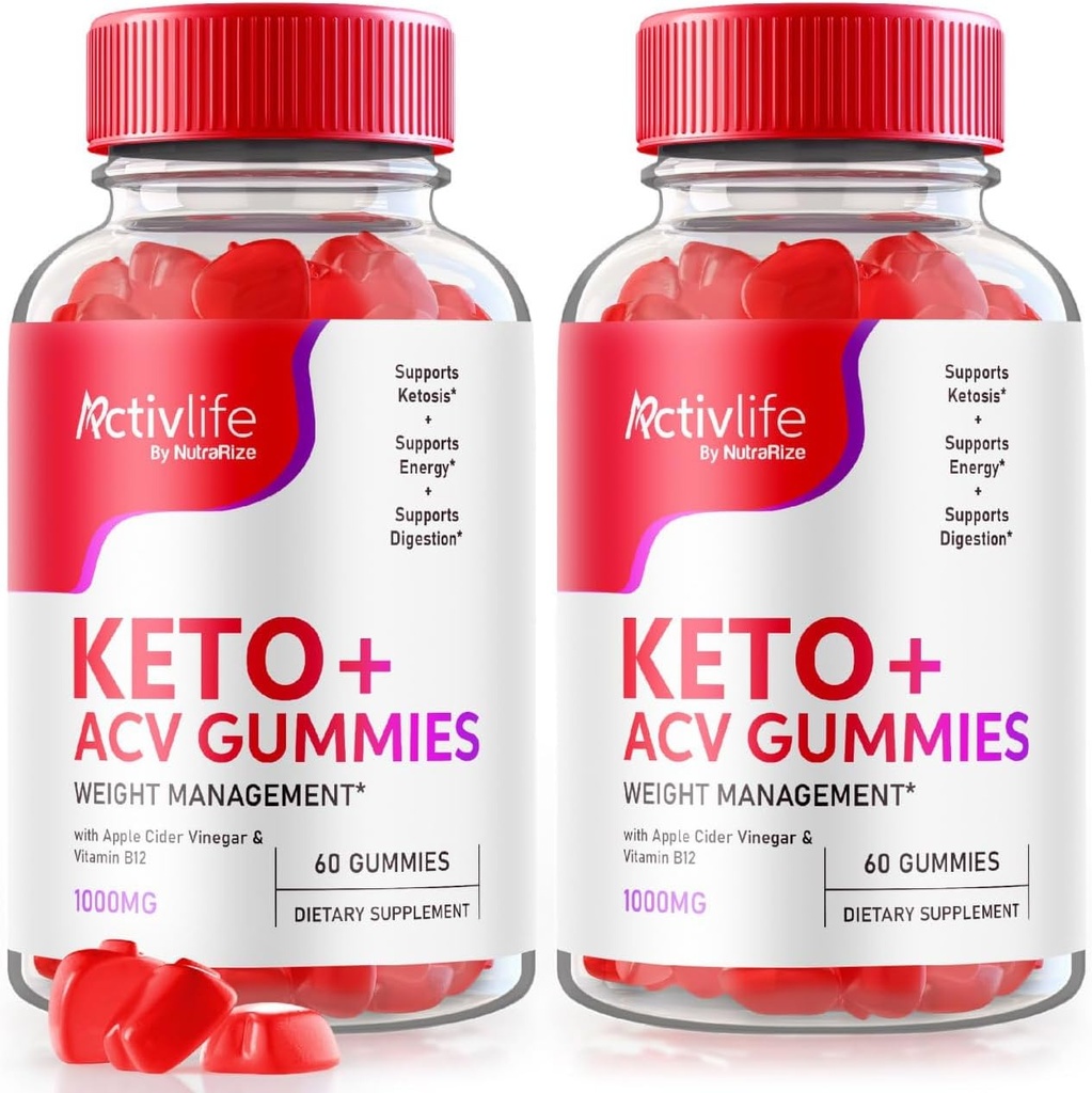 NutraRize (πακέτο των 2 ActivLife Keto + ACV Gummies για Σύνθετη απώλεια βάρους, Σύνθετη Φόρμουλα, Κριτικές (120 Gummies)