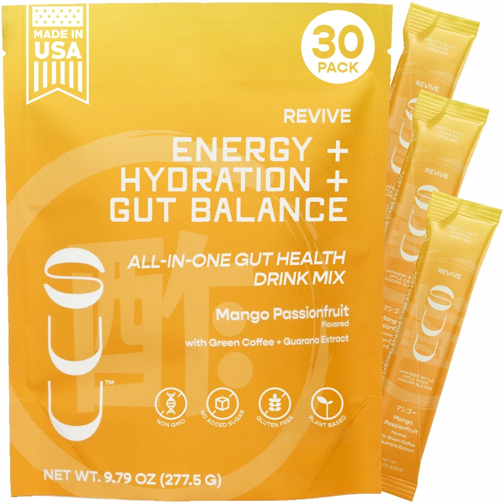 Revive Gut Health Drink Mix / Apple Cider Vinegar Prebiyotiks,Probiyotiks Gut Health for Women & Men|Green Coffee,Guarana|Depres Dgestive Health, Energy & Hydration|Mango Passionity,30 Hizmetler