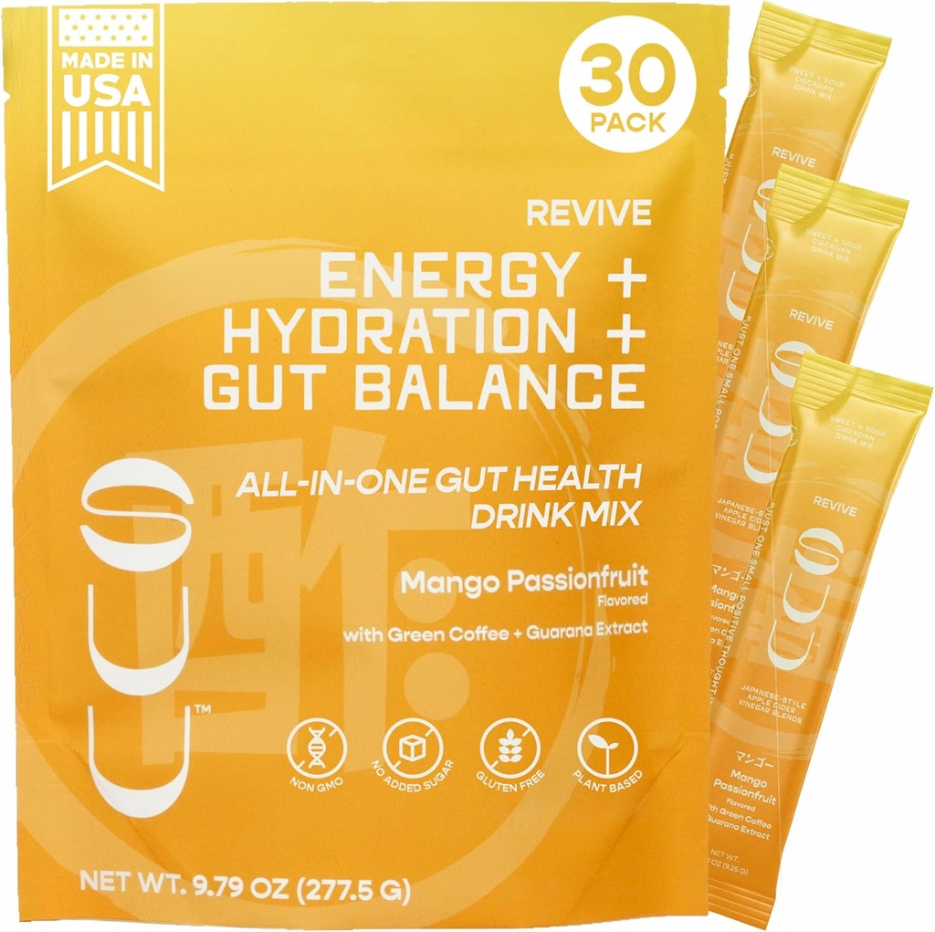 Revive Gut Health Drink Mix / Apple Cider Vinegar Prebiyotiks,Probiyotiks Gut Health for Women & Men|Green Coffee,Guarana|Depres Dgestive Health, Energy & Hydration|Mango Passionity,30 Hizmetler
