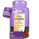 Herbtonics Foli Biotin Gummies with Hair Vitamins | Hair Growth Supplement for Women & Men | Hair, Skin and Nails Vitamins Sugarfree Gummies for Women | 60 Count