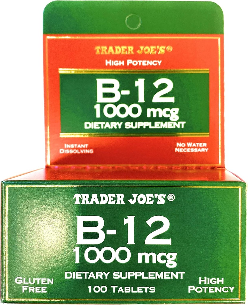 Trader Joes Vitamin B12 1000 mcg Gluten Free Diyetary Supplement 100 Tablets