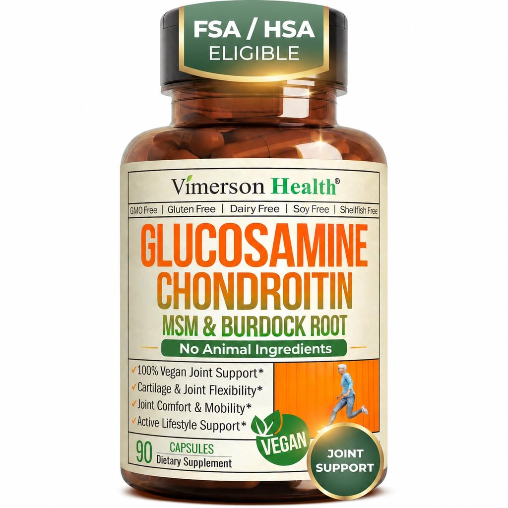Glucosamine Chondroitin MSM – Glucosamine Sulfate 1500 mg, Chondroitin ve MSM ile Kadınlar ve Erkekler için Ortak Destek Tamamı – Ortak Sağlık ve Flexability – 90 Capsules, Vegan