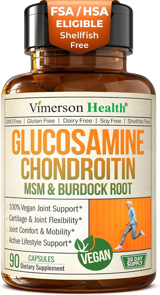 Glucosamine Chondroitin MSM – Glucosamine Sulfate 1500 mg, Chondroitin ve MSM ile Kadınlar ve Erkekler için Ortak Destek Tamamı – Ortak Sağlık ve Flexability – 90 Capsules, Vegan