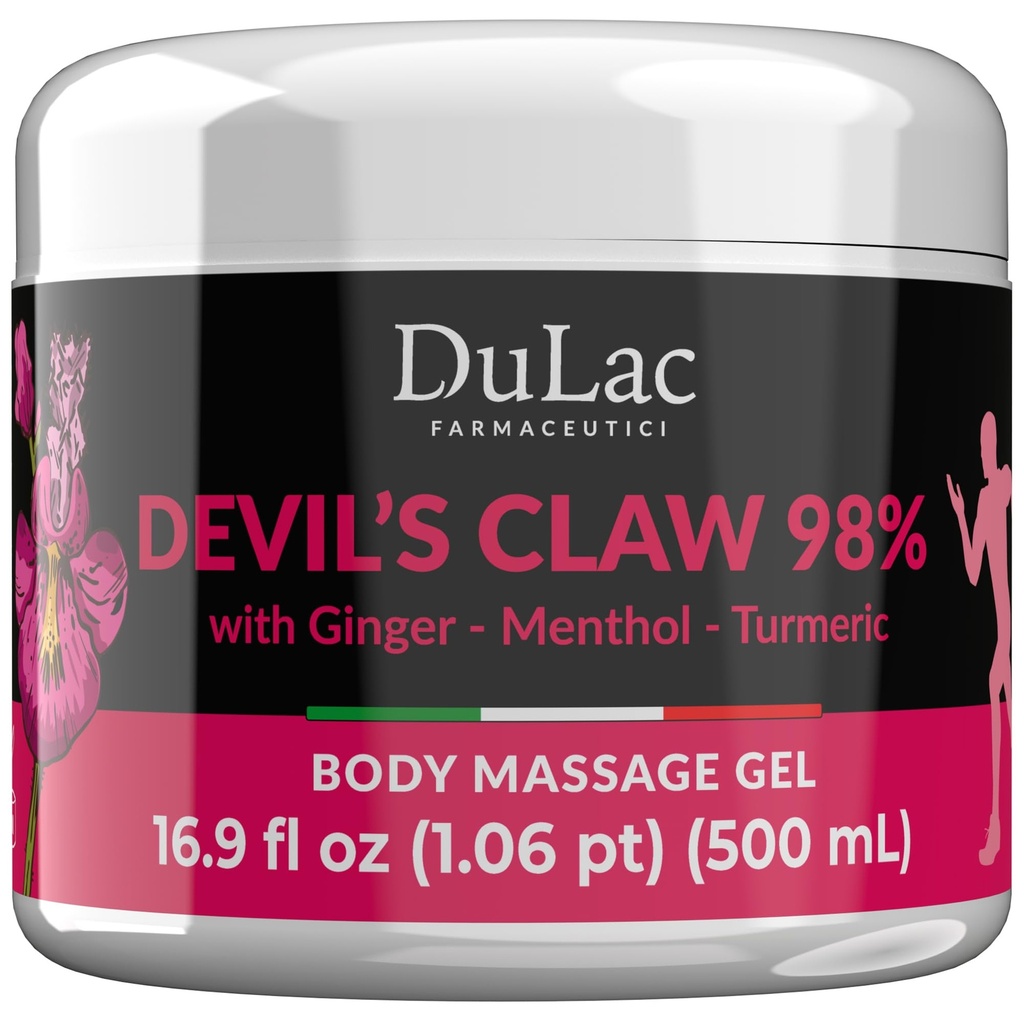 Dulàc - Devil's Claw 98 Krem maksimum Güçlü 16.9 Fl Oz, Natural Joint and Muscle Relaxer Cream for Recurring Muscle and Joint Pain, Enriched with Menthol for Cool Etkisi