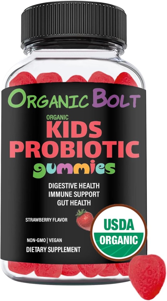 USDA Organic & Vegan Kids Probiyotiks Gummies 30 Hizmet, 2.5 Milyar CFU, Gluten & Gelatin Free | Doğal olarak Çocuklar için Probiyotikler