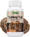 Parker Naturals Turkey Tail Mushroom Capsules - Organik Mushroom Supplement for Immune System Health Support - 1000 mg Premium Mushroom Supplements - 120 Capsules