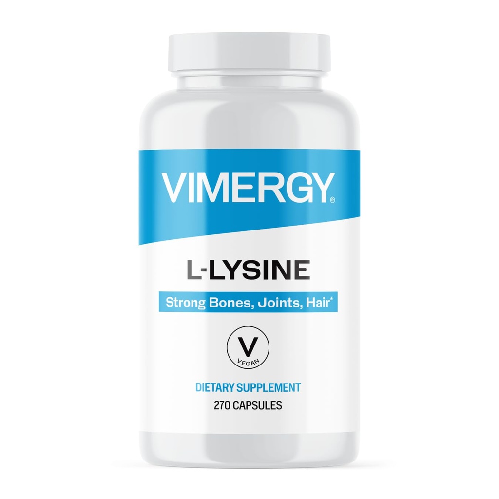Vimergy L-Lysine – Sağlıklı Cilt, Saç ve Çiçeği * – Sağlıklı Metabolism* – Vegan, Non-GMO & Gluten-Free – 270 Capsules