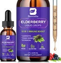 Syrup Elderberry Black Elderberry Drops with Quercetin, Panax Ginseng, βιταμίνη C και ψευδάργυρος, Sambucus Elderberry Syrup Liquid, Vegan, Non-GMO & Gluten Free