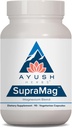 Ayush Herbs SupraMag - Magnesium Blend, 400mg Magnesium Complex Supplement with Chelated Magnesium Bisglycinate, Citrate, Ororate for Sleep, Energy, & Brain Health - 90 Vegetarian Capsules (1 Count)