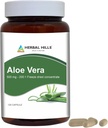 HERBAL HILLS Aloe Vera Capsules (Aloe barbadensis) | 120 Capsules (500 mg) | Pure Aloe Freeze Toz Supplement, High Concentration, Supports General Well-Being