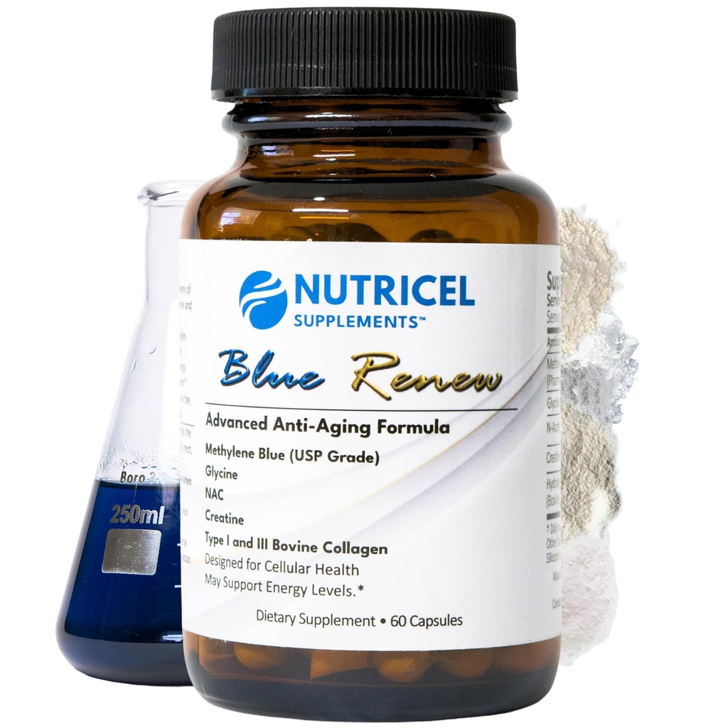 Nutricel M Ramsey Blue Capsules with Glycine + NAC (GlyNAC), Collagen ve Kretine - Amerika Brand'da Yapıldı - 7 mg (USP Referansı) - Üçüncü Parti Test Edildi (60ct)