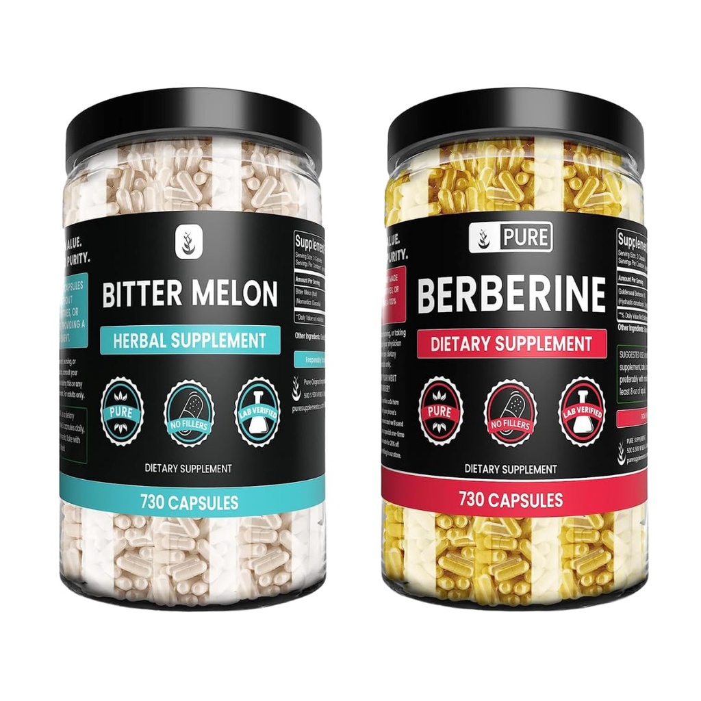 Pure Original Ingredients Goldenseal Berberine & Bitter Melon Capsules Bundle, (730 Capsules) No Magnesium or Rice Fillers