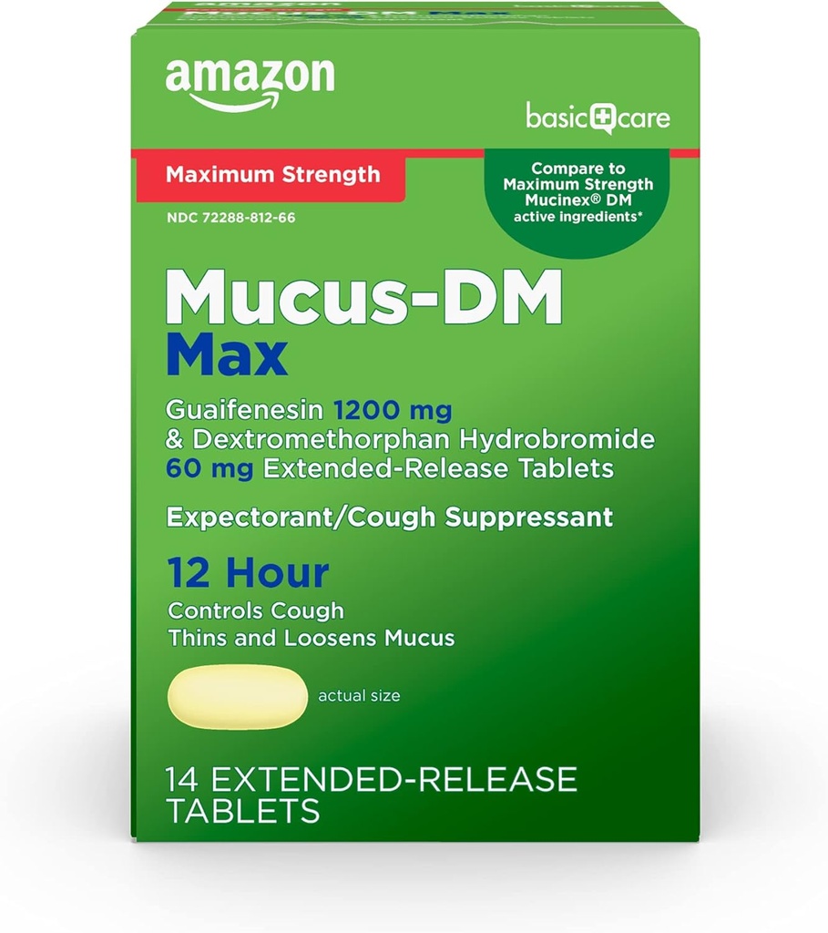 Temel Bakım Maksimum Güçlü Mucus DM, Bekleyici ve Cough Suppressant, 14 Tablet
