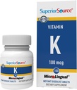 Üstün Kaynak Vitamini K 100 mcg - Bone Strength & Health Support Supplement - Vitamin K Supplement Aids Blood Health & Food Abxia - 30 Sublingual Discrypt Tablets