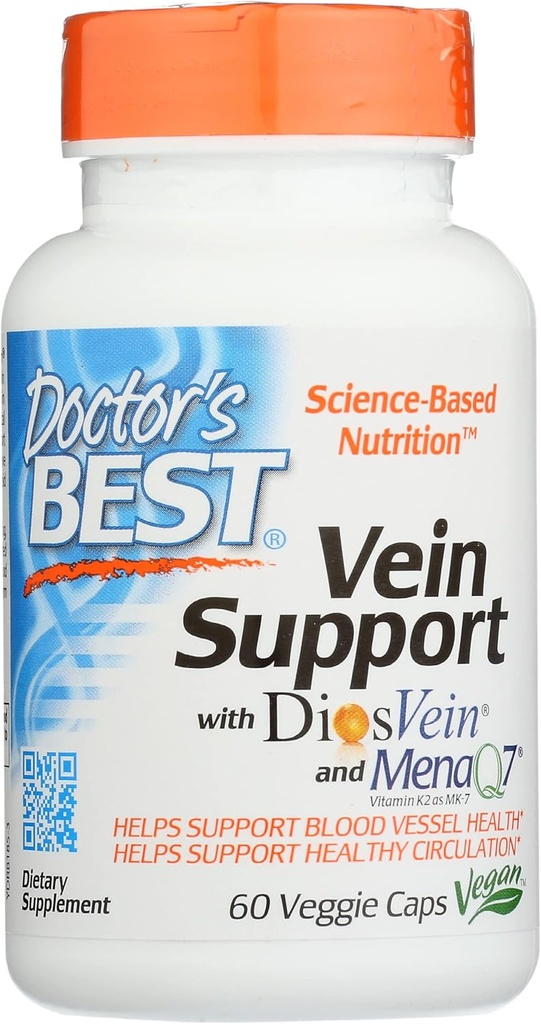 Doktorlar En İyi Vein DiosVein ve MenaQ7, Non-GMO, Vegan, 60 Veggie Capsule (Pack of 1)