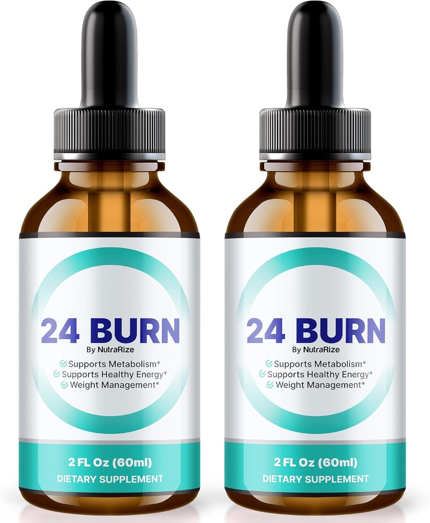 NutraRize (Pack of 2 24 Burn Drops, All-Natural 24Burn Liquid Supplement, Official Nutritional Formula to Support a Healthy and Active Lifestyle, Gotas Reviews (60 Servings)