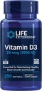 Life Extension Vitamin D3 25 mcg (1000 IU), Immune System Support, Bone Health, Whole-Body Health, Value Dimension, Gluten-Free, Non-GMO, 250 softgels