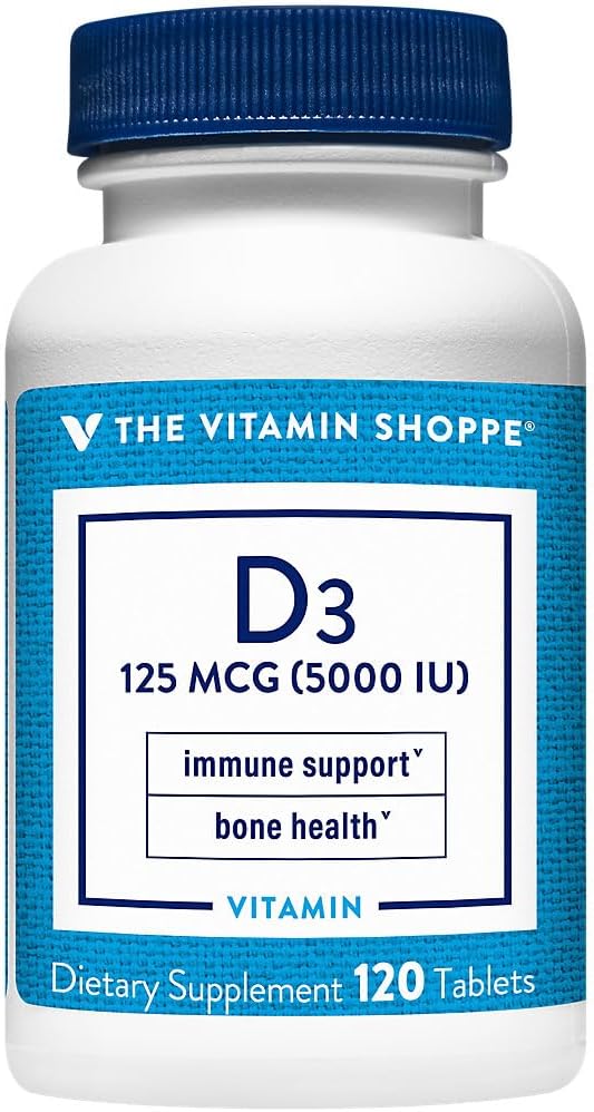 Shoppe Vitamin D3 5000IU Softgel, Bone & Immune Health, Hücresel Büyüme ve Mikrobiyal Abpsiyon, Gluten Free & Once Daily Formula (120 Tablet)
