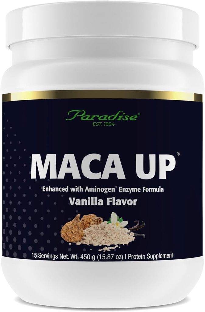 Cennet Herbs Maca Up Vanilla Vegan Protein Toz, Organik Pea & Brown Rice, Maca Root, Aminogen Digestive Enzyme Mix, Nutrim Oat Bran Fiber, 15 Hizmet, 450 g