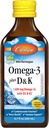 Carlson - Omega-3 + D & K, 1430 mg omega-3s, 2000 IU (50 mcg) D3, 90 mcg K2 MK-7, Kalp Sağlığı, Bone Support, Lemon, 200 mL