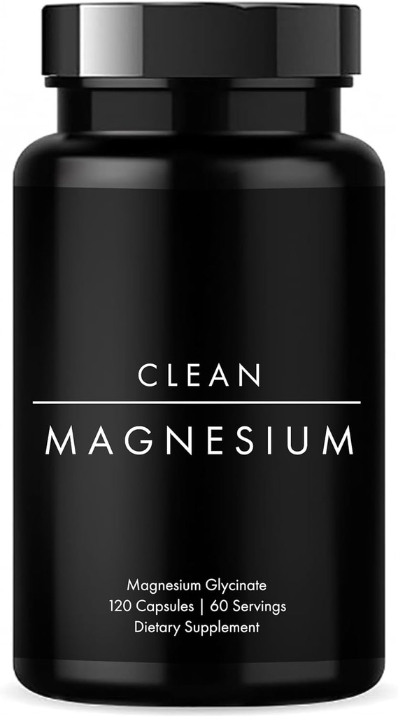 Clean Magnesium Glycinate - 400mg TRAACS® Chelated Magnesium Glycinate for Sleep, Heart, Muscle, and Stress Support | 120 Capsules - 60 Servings | Vegan, Vegetarian, Gluten-Free
