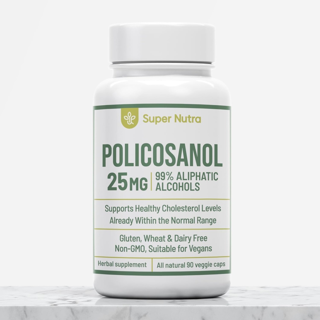 Policosanol 25 mg Küba Sugar Cane'den Sağlık ve Immunity için yapıldı. Üç Ay Supply'a hizmet eden 90 Veg Capsule 1.