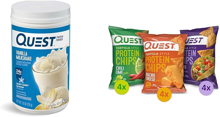 Protein Toz & Chips Sche - Vanilla Milkshake Toz (24g protein, 1.6lb) + Tortilla Chips Diversity Pack (12ct)