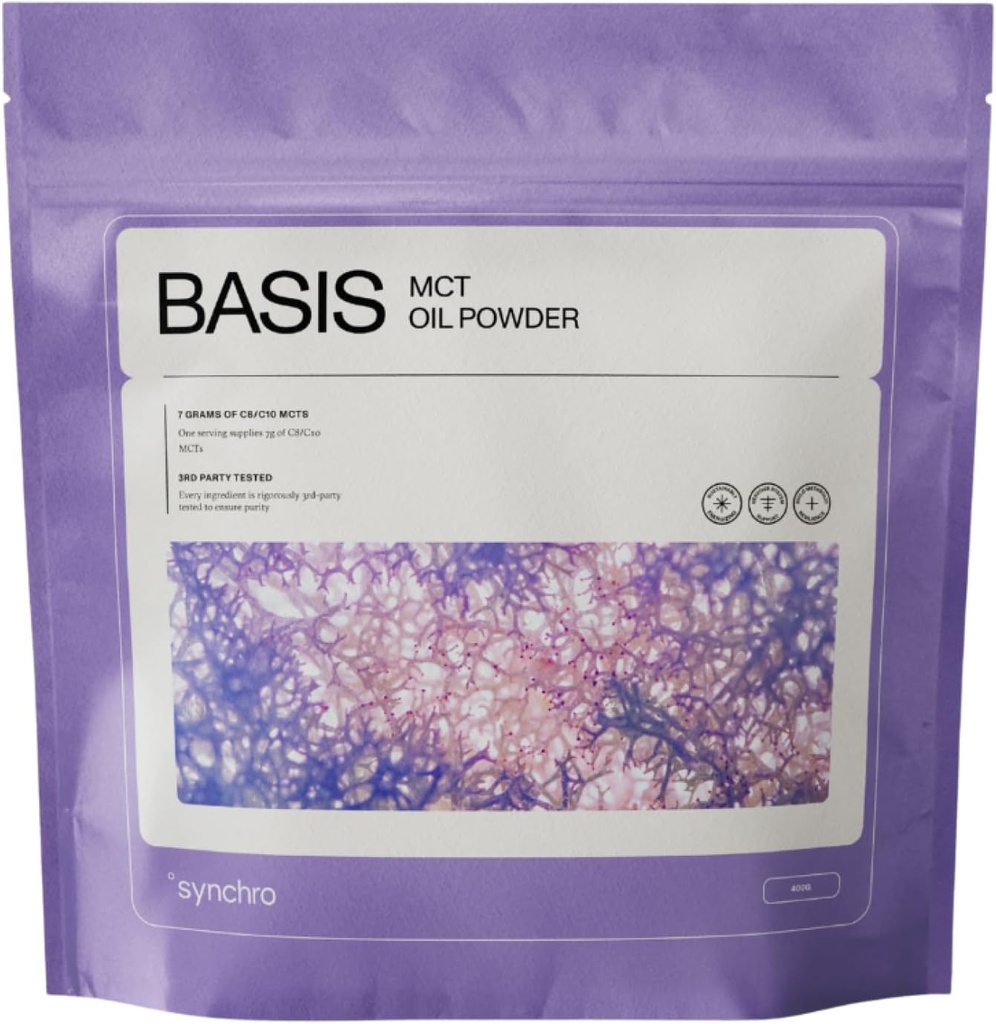 Synchro - Ketobasis MCT Oil σκόνη, Coconut-Derived Brain and Body Energy Drink, Brain Supplement with Caprylic Acid, Alternative to Caffeine