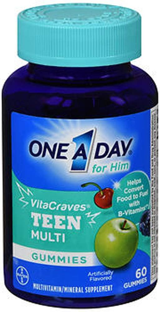 One A Day VitaCraves Teen for Him Multivitamin Gummies, Supplement with A, Vitamin C, Vitamin D, Vitamin E ve çinko for Immune Health Support* & more, 60 Count (Pack of 2)