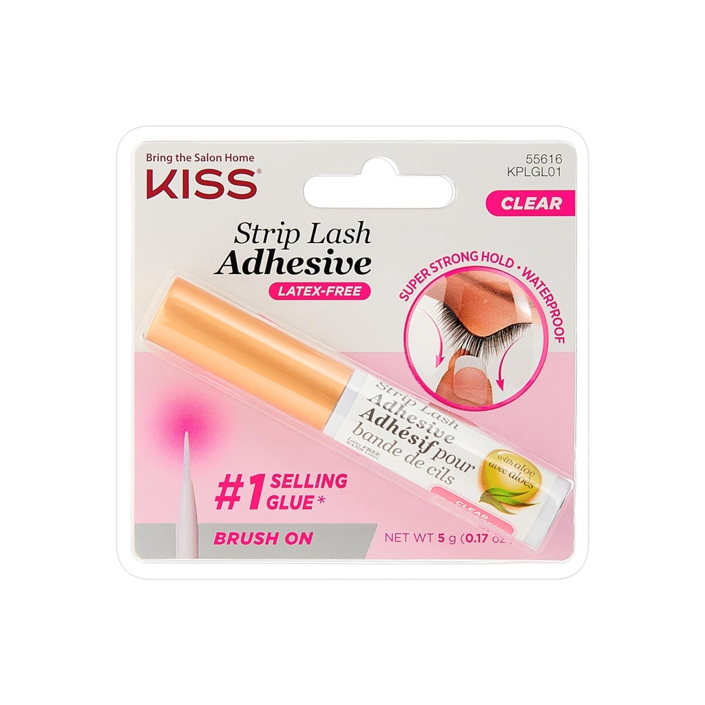 Kiss Lash Adhesive, Lash Glue, 24hr Strip Eyelash Adhesive, Clear, Includes Lash Adhesive, Long Lasting Wear, Can Be Used with Strip Lashes and Lash Clusters