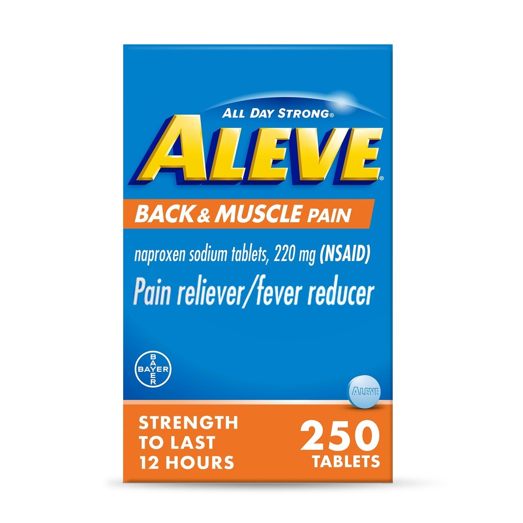 Aleve Back & Muscle Pain Relief Naproxen sodyum Tabletleri, Ağrı Reliever & Ateşi, Vücut için Tıp, 250 Kont
